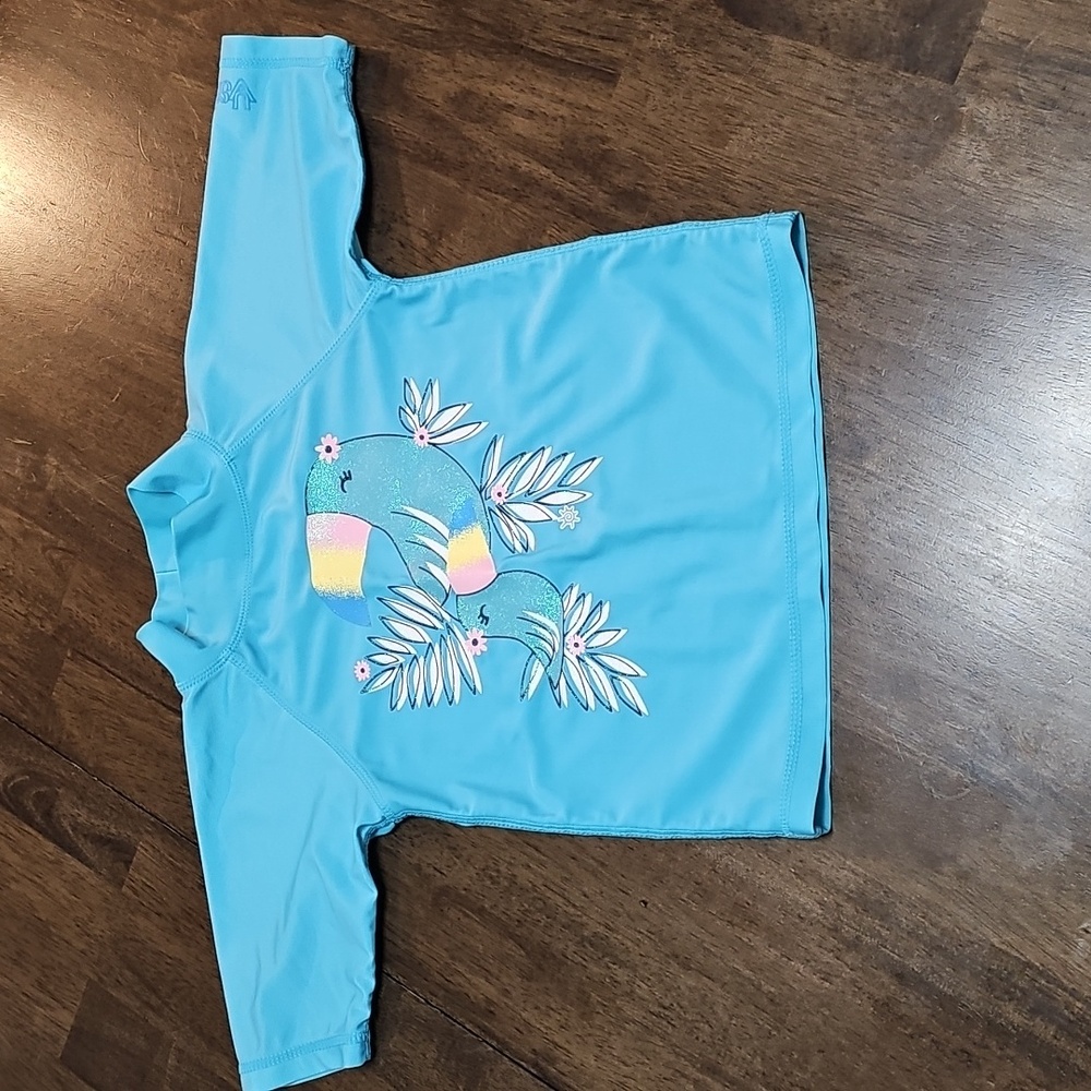 3 for $10 🦜 UV Skinz Girls UPF 50+ Toucan Rash Guard | Turquoise | Size 7